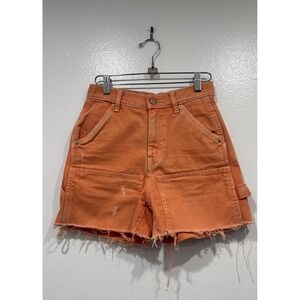 Urban Outfitters BDG Orange Cut Off Carpenter Jean Shorts Size 25 High Rise Boho